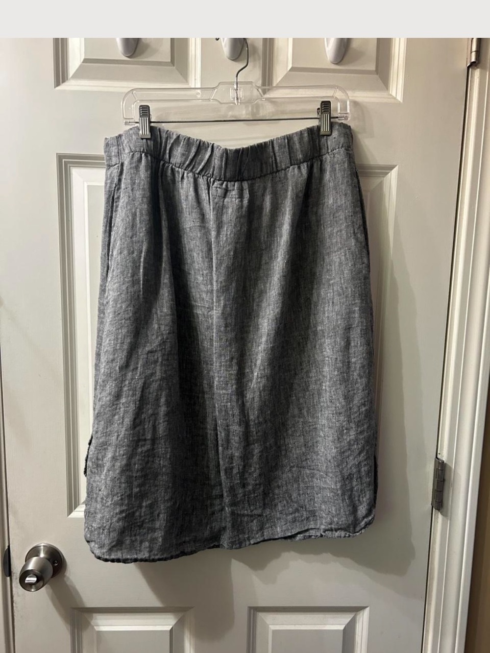 Flax Gray Linen A-Line Skirt - Picture 2 of 7